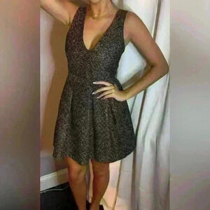 NWT Pookie & Sebastian Fit and Flare Dress Black with Gold size S